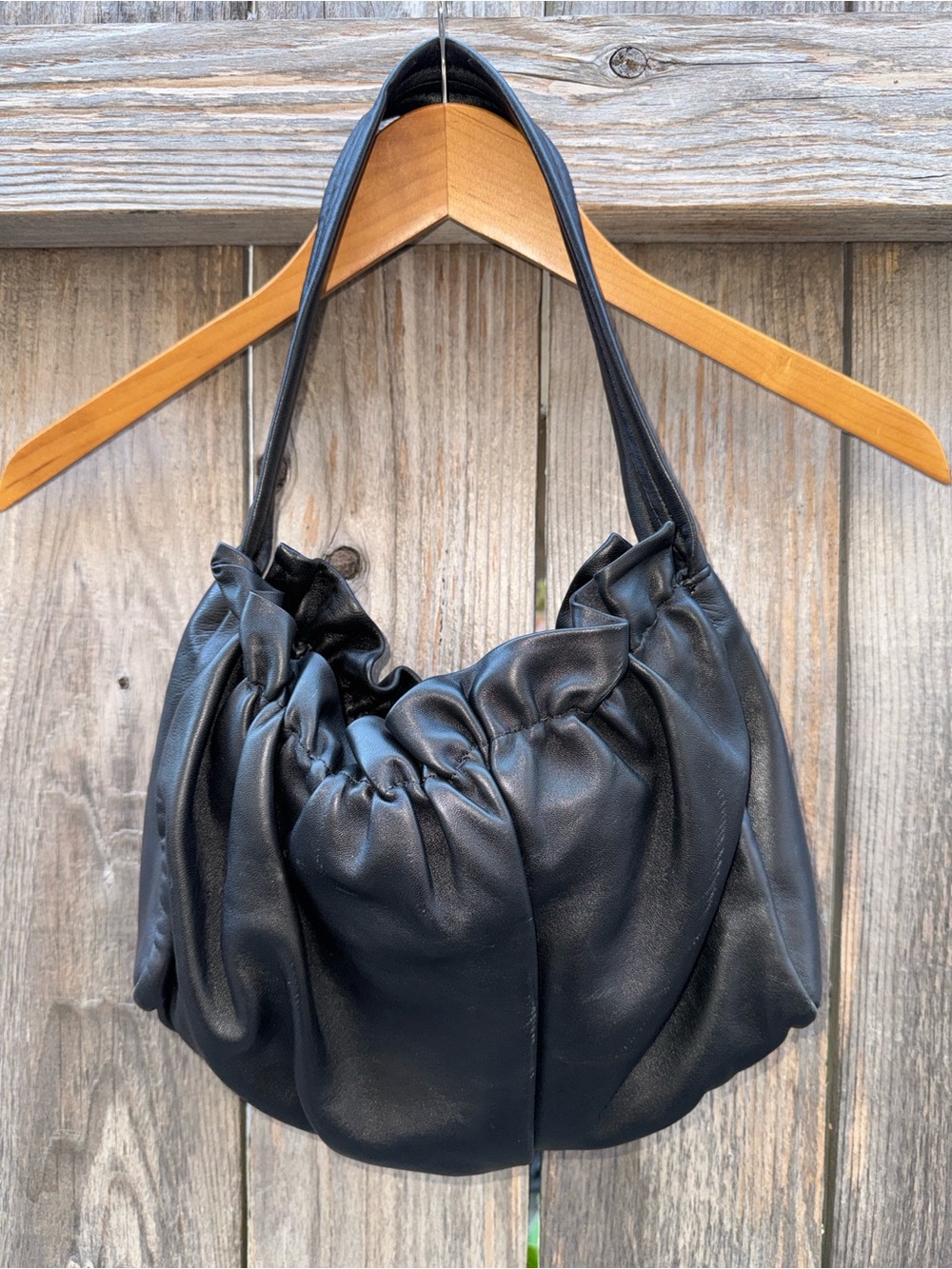 Loeffler Randall Alicia Gathered Baguette Bag in Black Sheepskin Leather - Picture 2 of 16